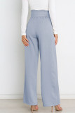 Work Simplicity Solid With Belt Loose High Waist Straight Solid Color Bottoms