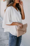 Casual Solid Patchwork V Neck Tops