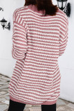 Plaid Striped Patchwork V Neck Long Sleeve Dresses