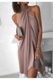 Sexy Solid Bandage O Neck Pencil Skirt Dresses(7 Colors)