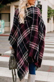 Fashion British Style Plaid Tassel Patchwork Outerwear