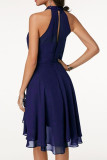 Fashion Street Solid Split Joint Halter A Line Dresses