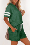 Fashion Casual Solid Split Joint O Neck Short Sleeve Two Pieces