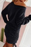 Street Solid Patchwork Frenulum O Neck Pencil Skirt Dresses