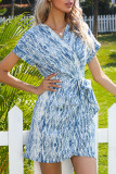 Fashion Street Tie Dye Frenulum V Neck Irregular Dresses