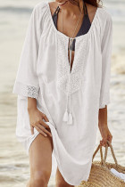 Fashion Vacation Solid Frenulum Swimwears Cover Up
