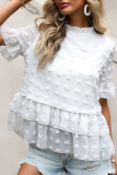 Fashion Street Solid Split Joint O Neck Tops
