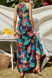 Fashion Elegant Floral Patchwork Halter Dresses