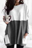 Casual Solid Patchwork Pocket V Neck Tops(4 Colors)
