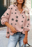 Casual The stars Pocket Zipper V Neck Tops