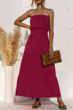 Fashion Casual Solid Split Joint Strapless A Line Dresses
