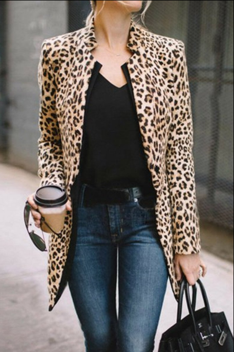 Fashion Street Print Tie-dye Turn-back Collar Outerwear