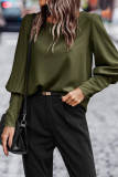 Elegant Solid Buttons O Neck Tops