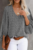 Fashion Casual Print Split Joint V Neck Tops