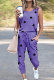 Casual The stars Frenulum O Neck Sleeveless Two Pieces