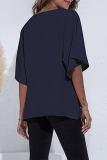 Fashion Elegant Solid Split Joint V Neck Tops