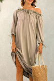 Fashion Street Solid Split Joint Off the Shoulder Straight Dresses