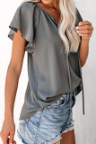 Fashion Casual Print Split Joint V Neck Tops