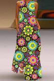 Fashion Street Print Split Joint V Neck A Line Dresses