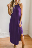 Sexy Sweet Solid Split Joint O Neck Dresses