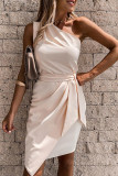 Fashion Casual Solid Split Joint One Shoulder Pencil Skirt Dresses
