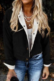 Solid Patchwork Solid Color Turndown Collar Outerwear