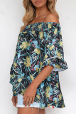 Fashion Street Print Split Joint Off the Shoulder Tops