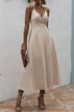 Fashion Casual Print Split Joint V Neck A Line Dresses
