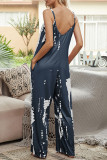 Fashion Casual Print O Neck Loose Jumpsuits