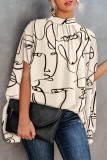 Casual Print Printing O Neck Tops
