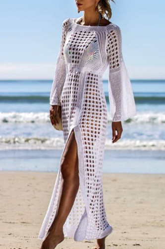 Fashion Vacation Solid Hollowed Out Swimwears Cover Up