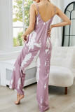 Fashion Casual Print O Neck Loose Jumpsuits