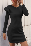 Fashion Elegant Solid Split Joint O Neck Wrapped Skirt Dresses