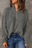 Fashion Solid Zipper Zipper Collar Tops