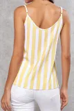 Casual Striped Buckle V Neck Tops