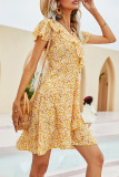 Fashion Street Print Split Joint V Neck Irregular Dress Dresses