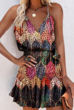 Fashion Street Print Split Joint V Neck A Line Dresses