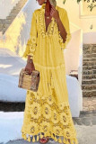 Fashion British Style Solid Split Joint V Neck A Line Dresses