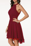 Fashion Street Solid Split Joint Halter A Line Dresses