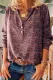Street Vintage Print Buckle V Neck Tops