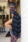 Fashion Street Print Patchwork V Neck Printed Dresses
