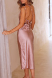 Fashion Celebrities Solid Split Joint Spaghetti Strap A Line Dresses