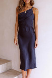 Fashion Celebrities Solid Split Joint Spaghetti Strap A Line Dresses