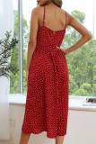 Fashion Elegant Polka Dot Buckle With Bow V Neck Dresses