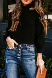 Fashion Street Solid Patchwork O Neck Tops