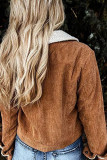 Solid Patchwork Solid Color Turndown Collar Outerwear