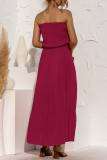 Fashion Casual Solid Split Joint Strapless A Line Dresses