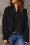Fashion Solid Zipper Zipper Collar Tops