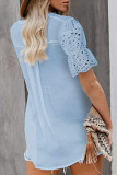 Fashion Casual Solid Patchwork V Neck Tops
