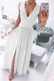 Fashion Street Solid Split Joint V Neck A Line Dresses
